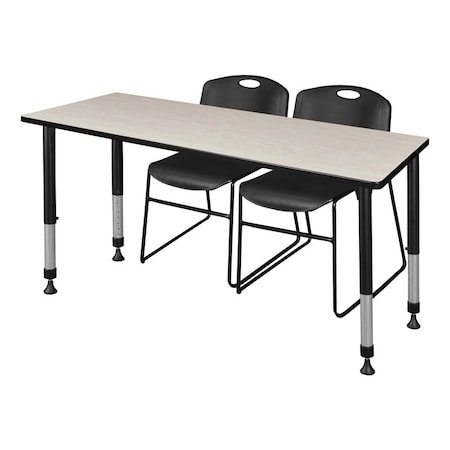 Regency Tables > Height Adjustable > Rectangular Table & Chair Sets, 66 W, 30 L, 23-34 H, Maple MT6630PLAPBK44BK